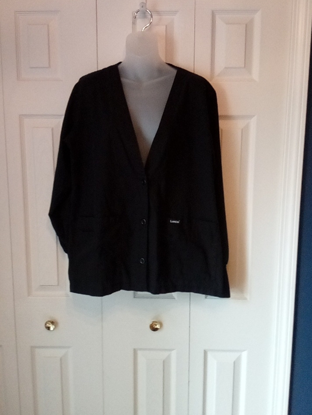 Landau Black Women's Button-Front Scrub Jacket Size Medium